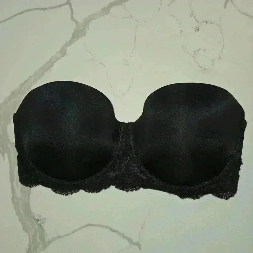 Calvin Klein Seductive Comfort Customized Lift Strapless Bra Black Size 32DD